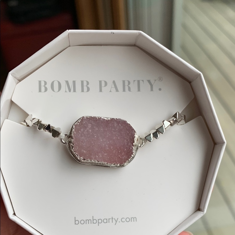 Pink and Silver Druzy Bracelet